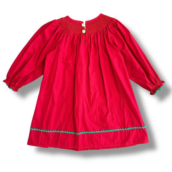 Marie‎ Nicole Girls XL Red Christmas Smocked Dress Holiday Embroidered Cotton - Picture 5 of 9